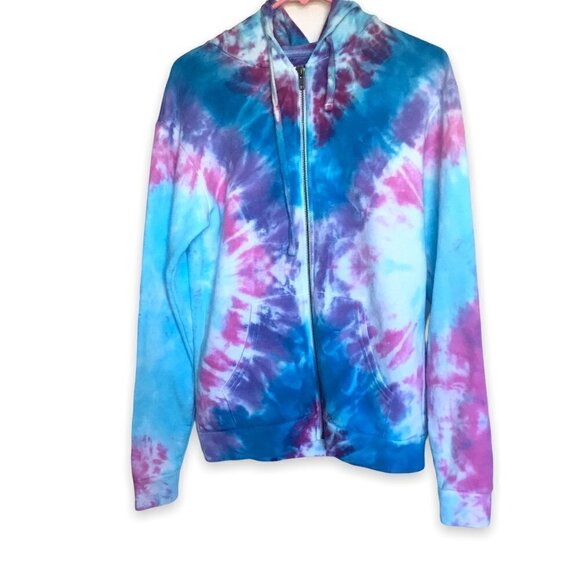 Next Level Apparel Hooded Sweatshirt Tie Dye in Pink, White, Turquoise Sz Small - Picture 1 of 6